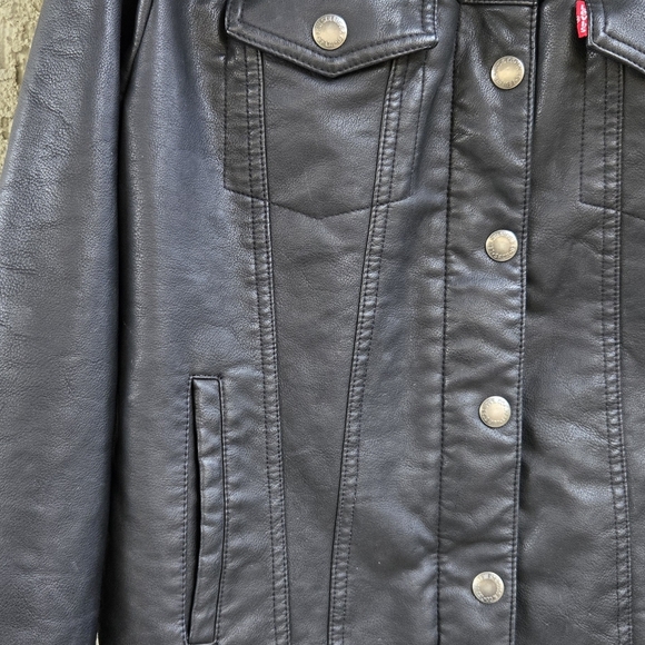 Levis Faux Leather Sherpa Lined Jacket - Picture 2 of 13